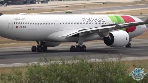 Landing of the Airbus A330neo of TAP airline with one engine failure at Lisbon