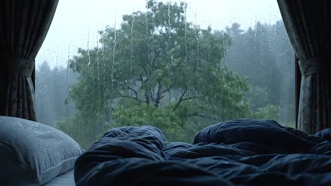 Heavy Rain on Camper Windows | Thunderstorm ASMR for Insomnia Relief and Deep Sleep