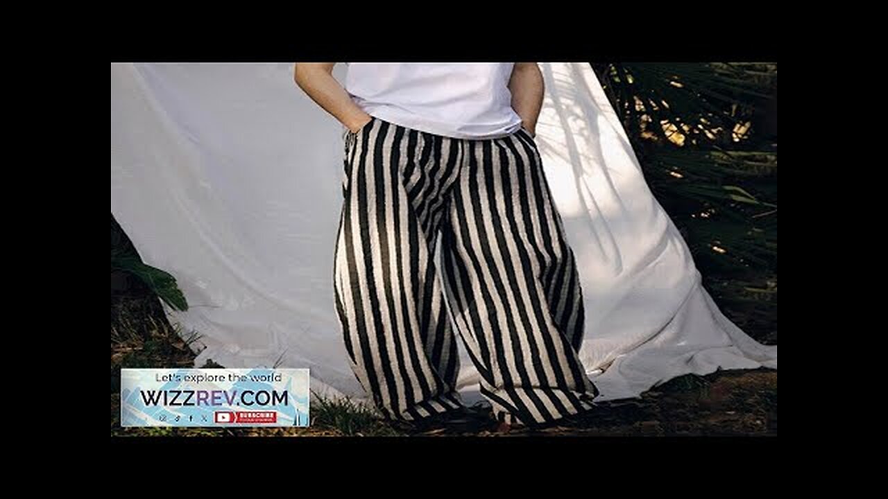 INCERUN Mens Casual Ethnic Striped Loose-Fit Pant Comfortable Wide Leg Long Trousers Review