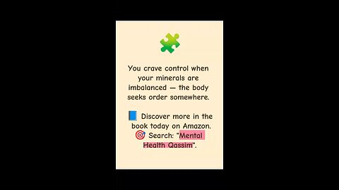 You Crave Control When Minerals Are Imbalanced ⚖️🧠 | Mental Health Qassim