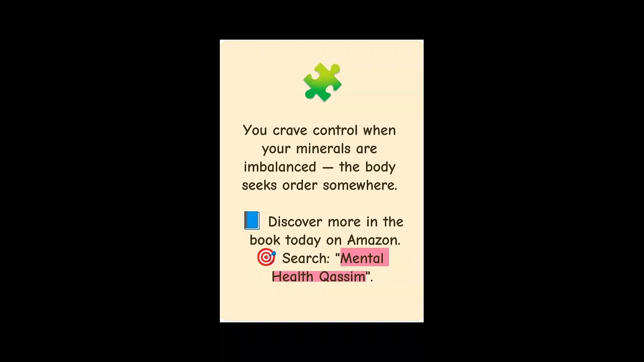 You Crave Control When Minerals Are Imbalanced ⚖️🧠 | Mental Health Qassim