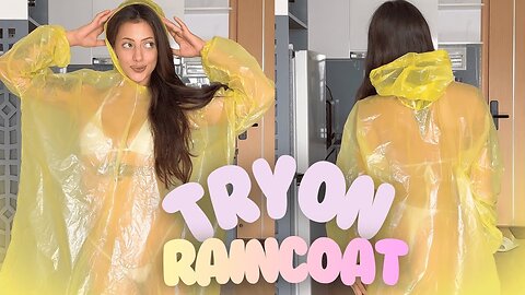 [4K USA] Yellow Raincoat Try-On with Maddie
