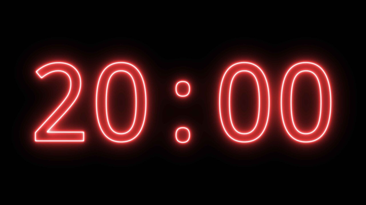 A simple red neon 20-minute countdown timer