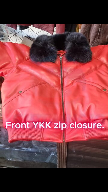 Premium Red V-Bomber Leather Jacket for Men