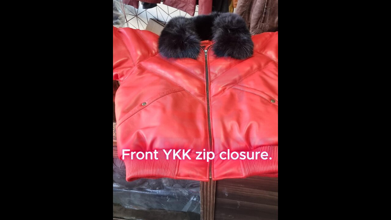 Premium Red V-Bomber Leather Jacket for Men