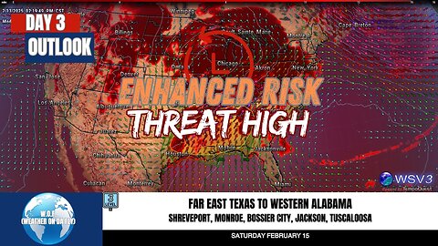🚨 Feb 15: Severe Storms Threaten East TX to W. Alabama!
