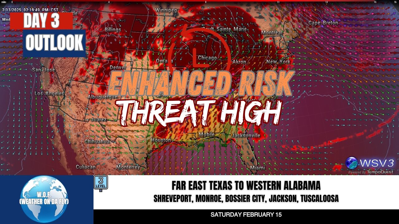 🚨 Feb 15: Severe Storms Threaten East TX to W. Alabama!