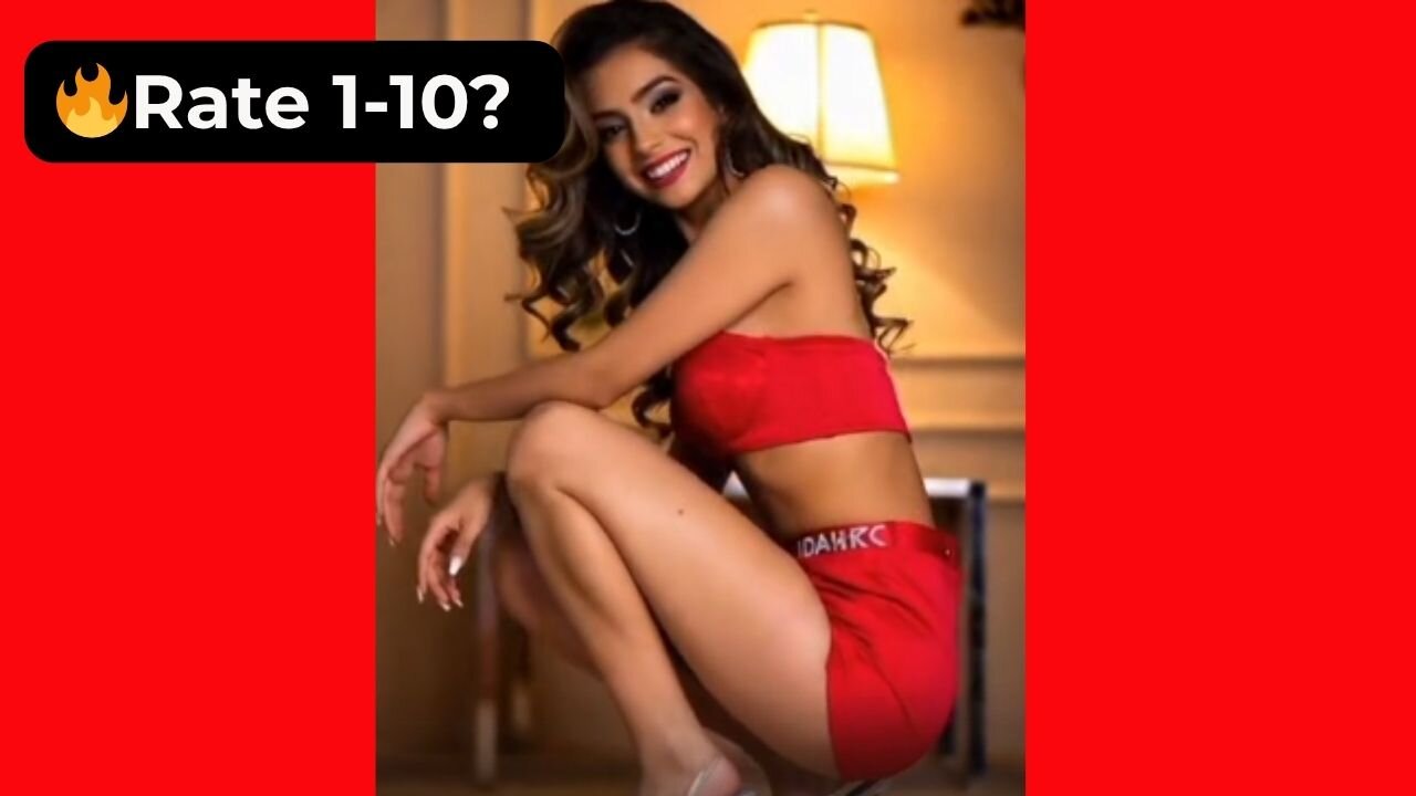 🔥 Rate Her Body in This Short Red Skirt & Top 1-10? 😍 Supermodel 4K