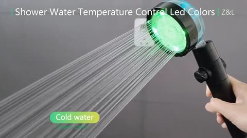 LED Digital Temperature Display Shower Head Temperature Control Colorful Fan Spray Nozzle