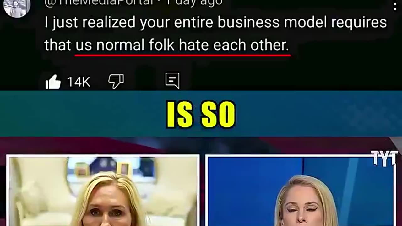 Their entire business model requires that us normal folks hate each others.