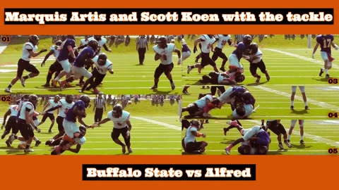 Prototype 320: Buffalo State's Marquis Artis and Scott Koen with the tackle vs Alfred