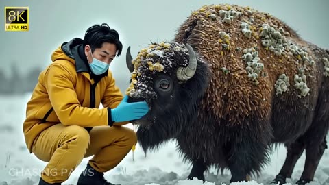 Bison Infested with Millions of Barnacles & Parasites Rescued by Heroic Team.