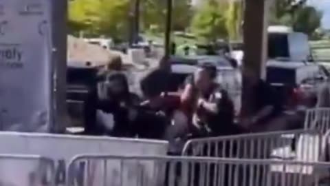 What do you notice in this Charlie Kirk video from the LEFT side as he is carried away!?
			