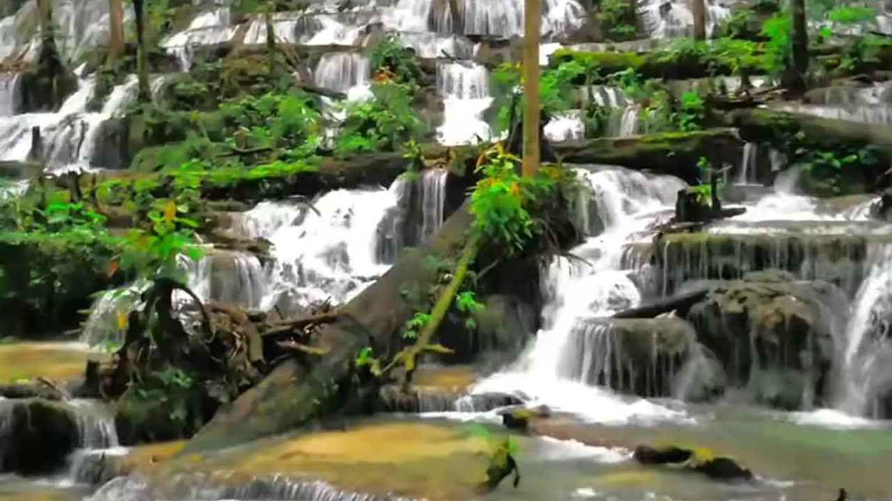 Indonesia Amazing Waterfall in the Middle of the Forest on the Island