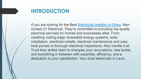 Best Electrical Installs in Ohau