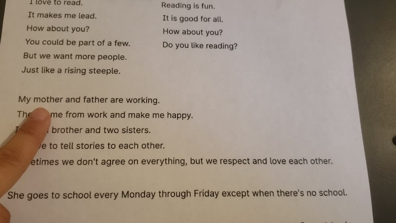 Reading Sentences