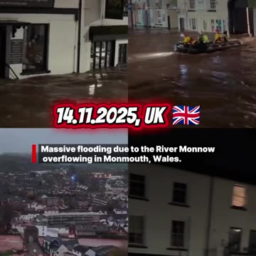 Massive flooding due to the River Monnow overflowing in Monmouth, Wales, UK 🇬🇧, 14.11.2025
