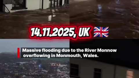 Massive flooding due to the River Monnow overflowing in Monmouth, Wales, UK 🇬🇧, 14.11.2025