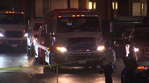 Tesla Cybertruck towed away from the Trump Hotel in Las Vegas