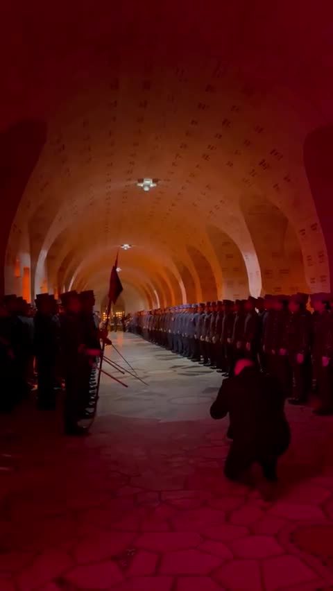 300 French army officer cadets (EMAC) singing the French anthem la Marseillaise