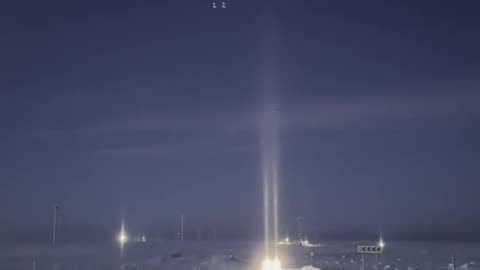 Frosty Tundra Morning Creates Light Pillars
