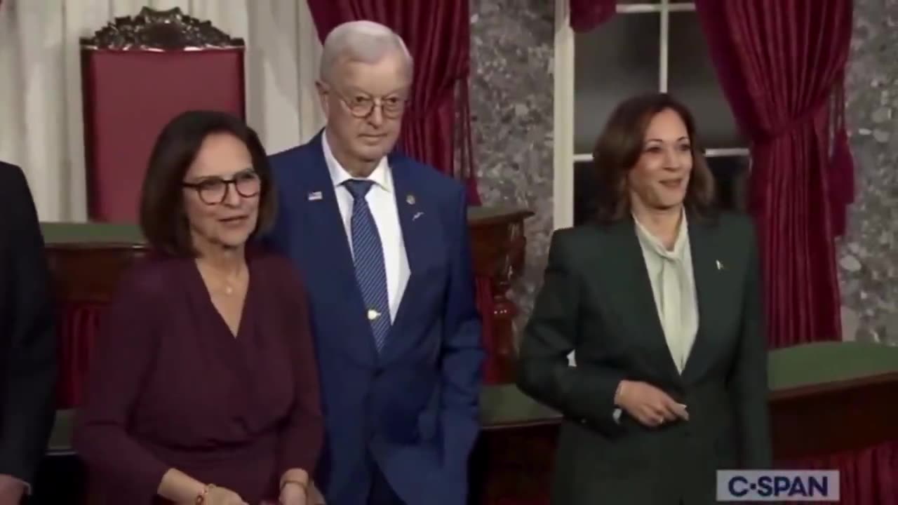 Awkward: Bruce Fischer Refuses To Shake Kamala Harris Hand During Wife's Swearing in In Senate