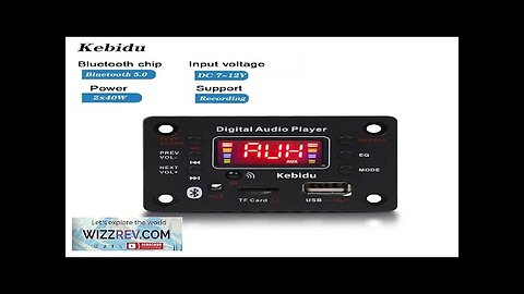 80W Bluetooth 5.0 Car MP3 WMA Decoder Board 2*40W Amplifier USB AUX Review