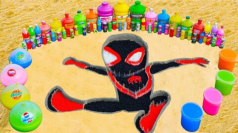 Making Black Spiderman With Orbeez, Giant Balloons of Coca-Cola, Fanta, Popular Sodas, and Mentos