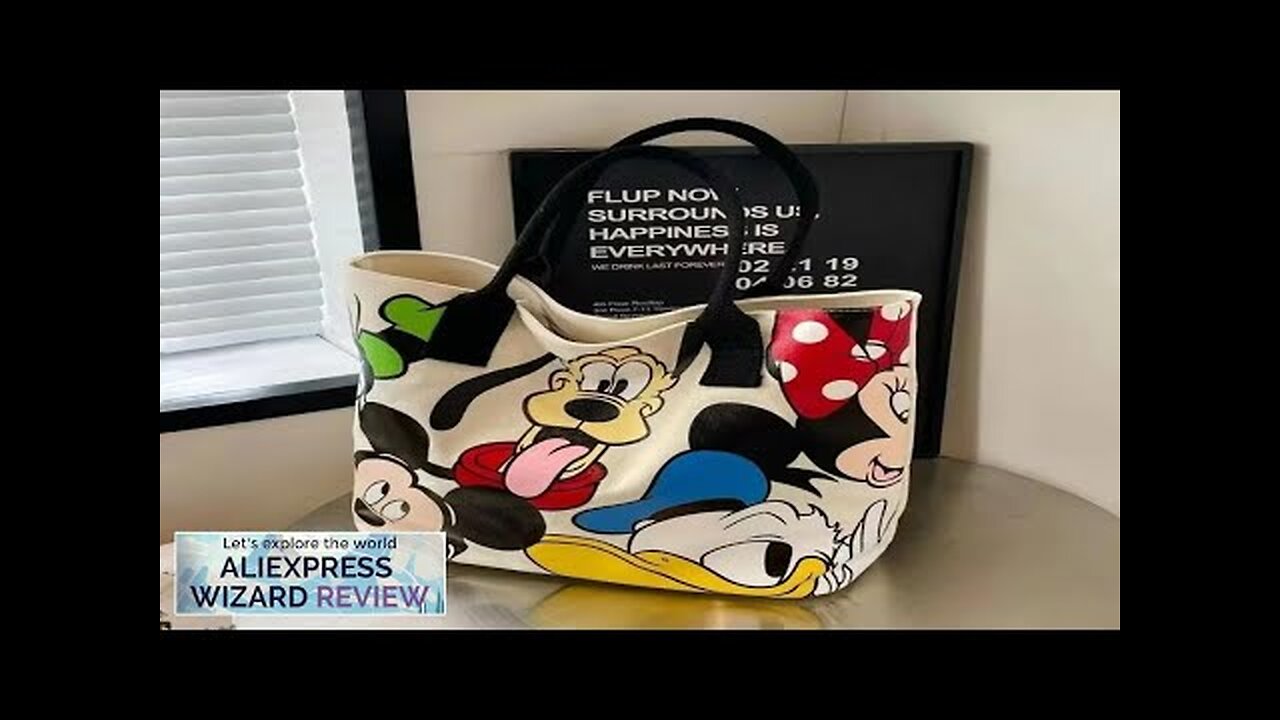 Disney Cute Stitch Donald Duck Canvas Bag Women's Shoulder Simple Student Handbag Review