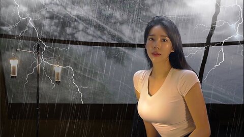 Camping Alone in the Clouds with Heavy Rain☔, Thunder and Lightning⚡ Am I Shivering..?😭 | Solo