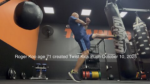 Roger Koo, age 71 created a Middle Twist Kick Push at Crunch Fitness in Acworth, GA 30101