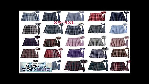 XS-5XL Women Summer Plaid Pleated Skirt With Necktie Bowtie Korean Jk Skirt Review