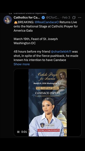 Candace speak ~ Catholic Prayer for America Gala