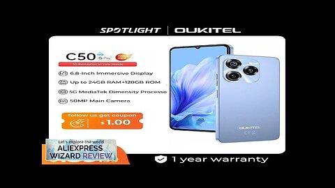 World Premiere Oukitel C50 5G Smartphone 6.8“ HD+Water drop screen 5150mAh 24GB+128GB Review