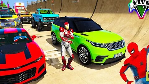 SPIDERMAN VS HULK CARS Racing on RAINBOW Ramp Challenge! SUPERHEROES New Epic Stunts Race