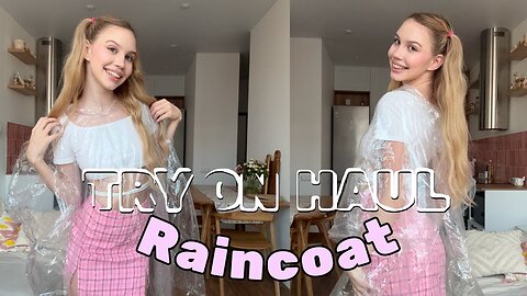 [4K] Raincoat Try-On | A Delicate Look for a Rainy Day