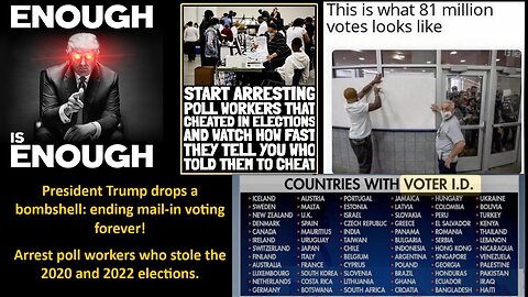 President Trump drops a bombshell: ending mail-in voting forever. Arrest poll workers who stole the 2020 and 2022 elections.