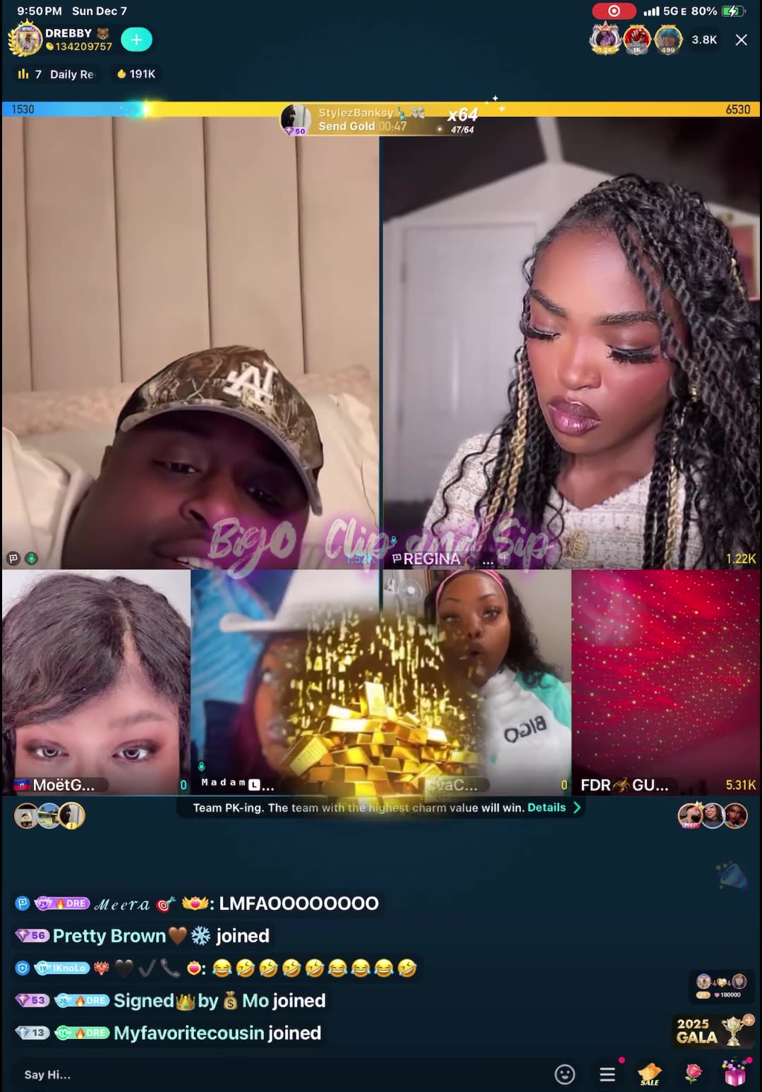 Team PK DreBaby Droski Liyah Flocko Moet MadamLo MuvaCandy Gucci Pablo 12/7/25 #bigoclipandsip