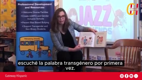 Congressman Tim McBride, who poses as a woman, reads the book “I Am Jazz” to young children.