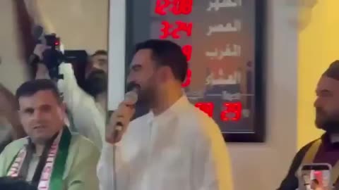 Crowd chants “Allah Akbar” as MAMDANI says it's his 1st event since winning