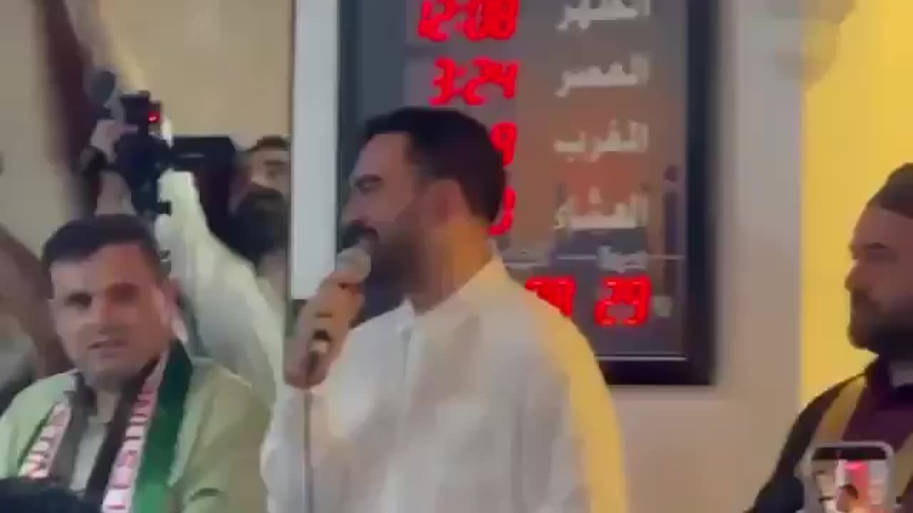 Crowd chants “Allah Akbar” as MAMDANI says its his 1st event since winning