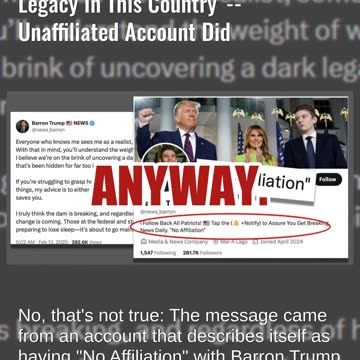 Fact Check: Barron Trump Did NOT Tweet About 'Uncovering A Dark Legacy In This Country'