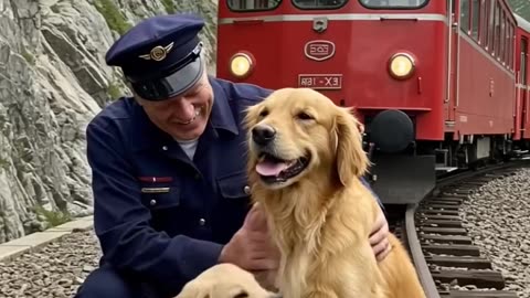 Golden Retriever Mom and Puppy Save a Train