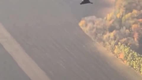 Ukrainian Mi8 Helicopter Shooting Down Russian Attack Drone with a Minigun