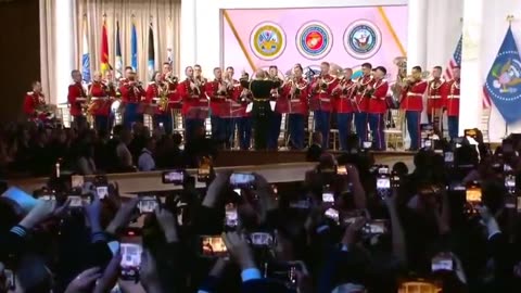 President Donald J. Trump and First Lady Melania Trump take the stage to dance