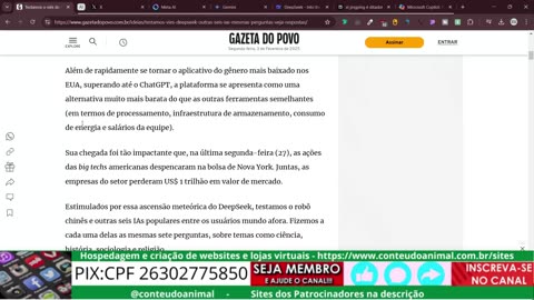 comparação de IA ... deepseek é censurada e o grok é o melhor na minha opinião