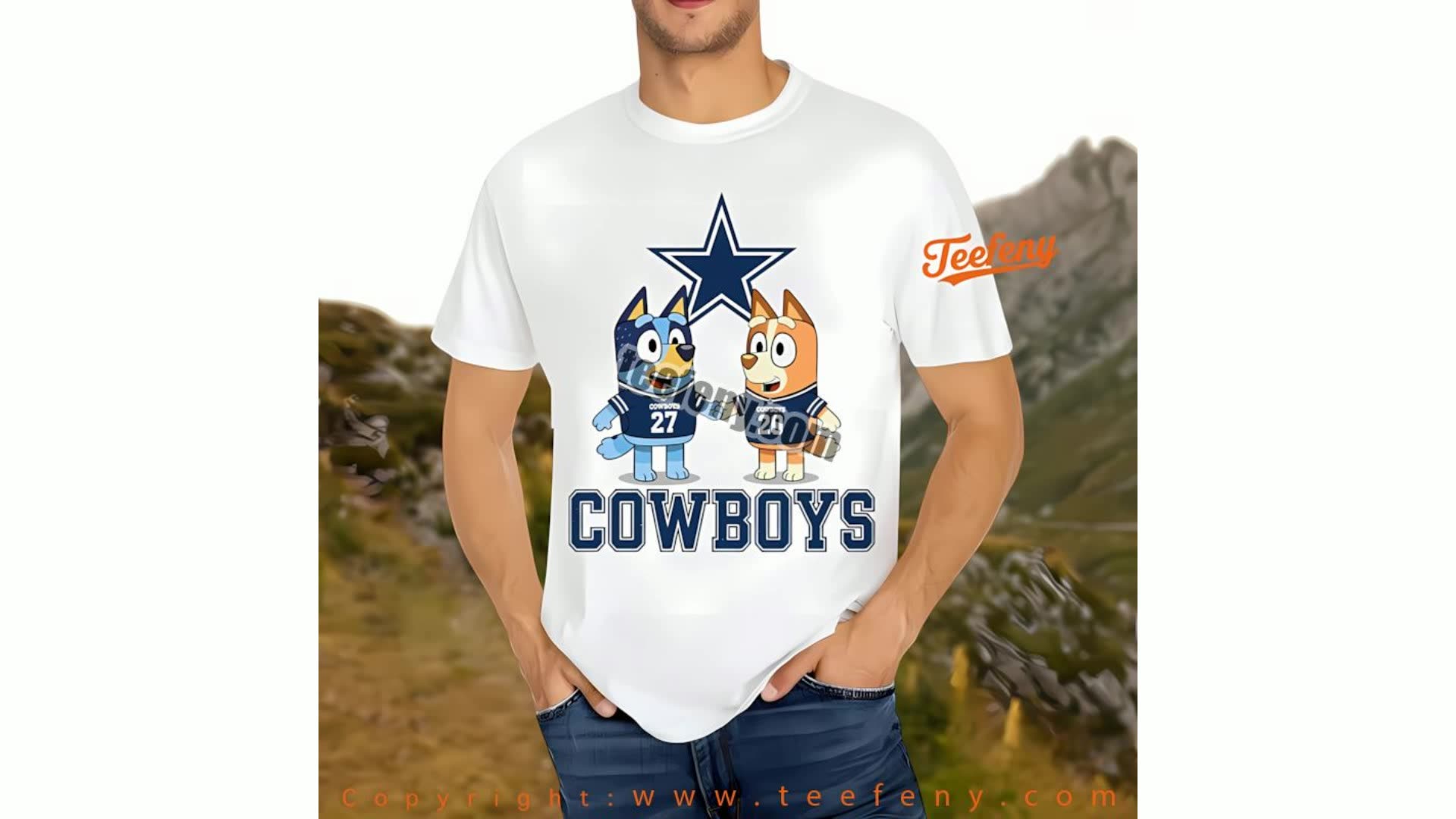 Dallas Cowboys Bluey Bingo Holding Hands Shirt Women