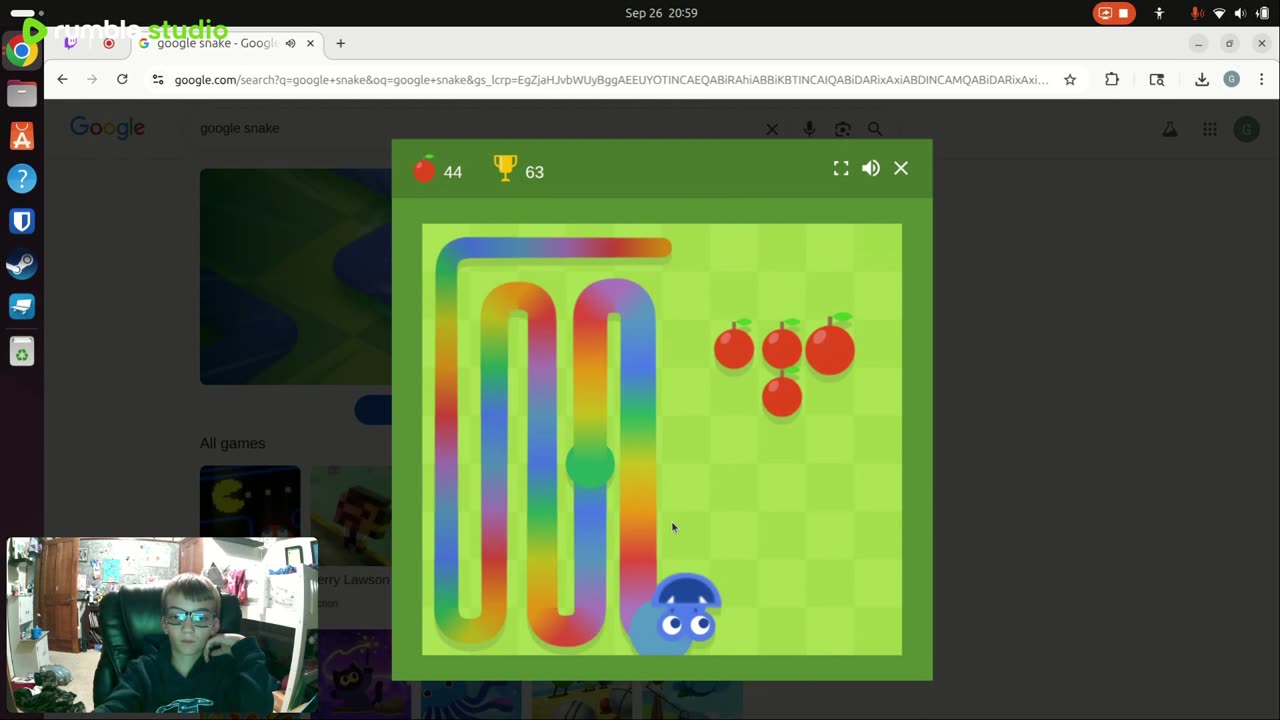 Playing google snake until I win