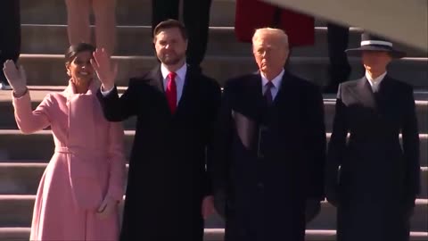 President Trump and Vice President Vance bid farewell to President Biden