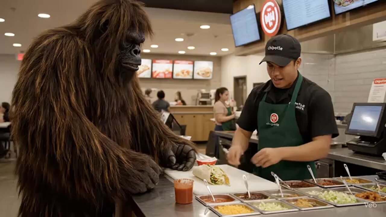 Bigfoot tries Chipotle.